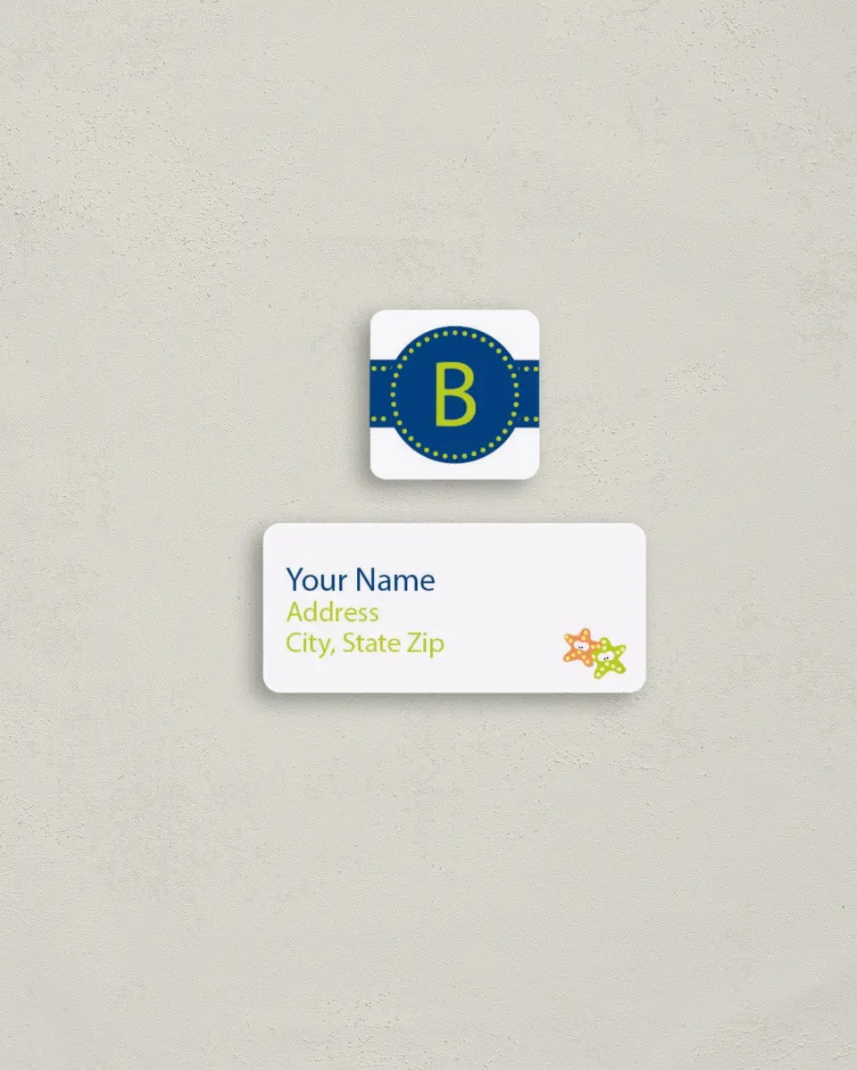 This is a 2¼" x 1" Labels; 1" x 1" Seals Return Address Label called Under the Sea - Boy printed in full color