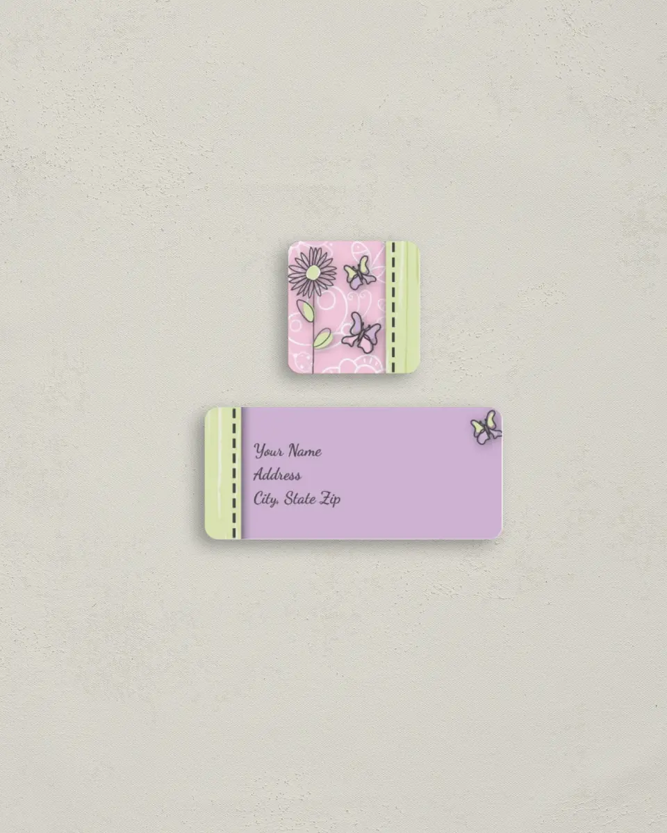 This is a 2¼" x 1" Labels; 1" x 1" Seals Return Address Label called Sweet Stripes - Girl printed in full color