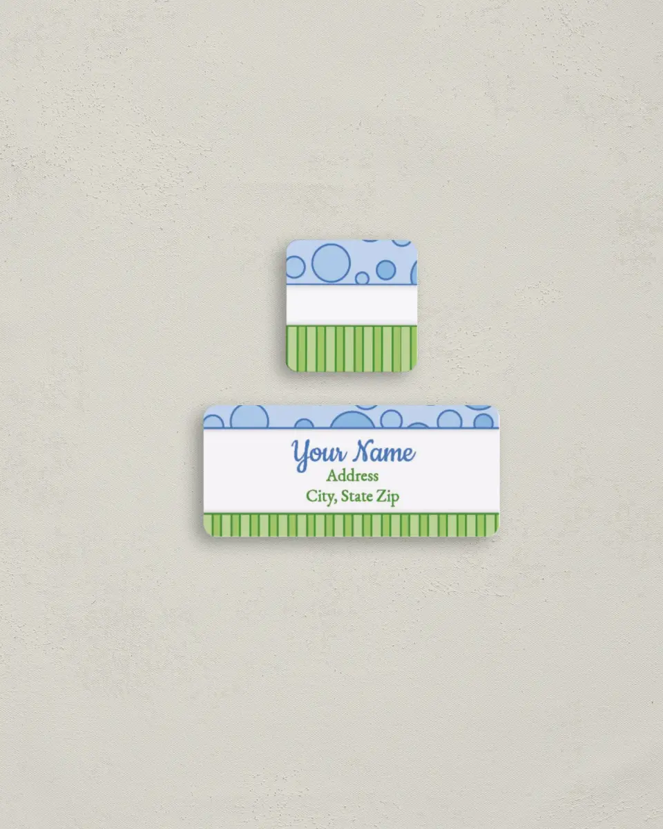 This is a 2¼" x 1" Labels; 1" x 1" Seals Return Address Label called Double Blessing - Boy Twins printed in full color