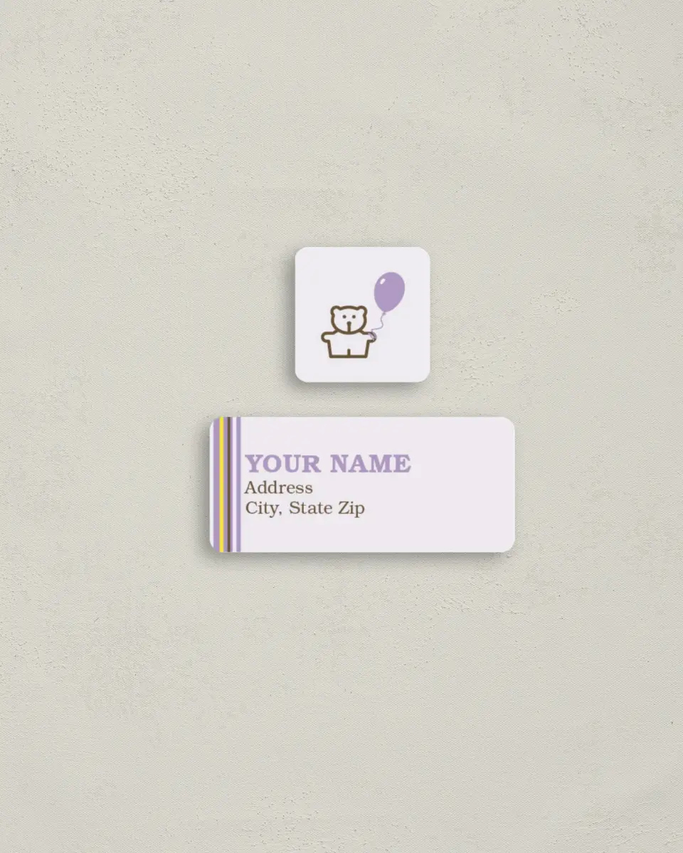 This is a 2¼" x 1" Labels; 1" x 1" Seals Return Address Label called Three Little Bears printed in full color