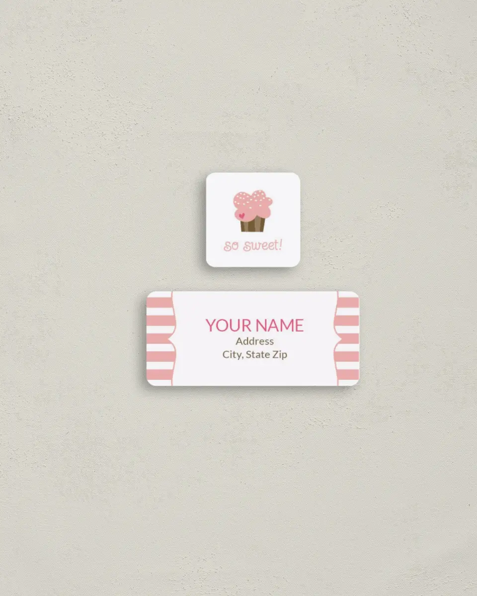 This is a 2¼" x 1" Labels; 1" x 1" Seals Return Address Label called So Sweet printed in full color