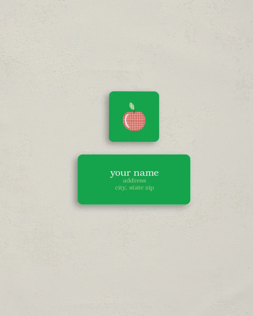 This is a 2¼" x 1" Labels; 1" x 1" Seals Return Address Label called Apple Seed printed in full color