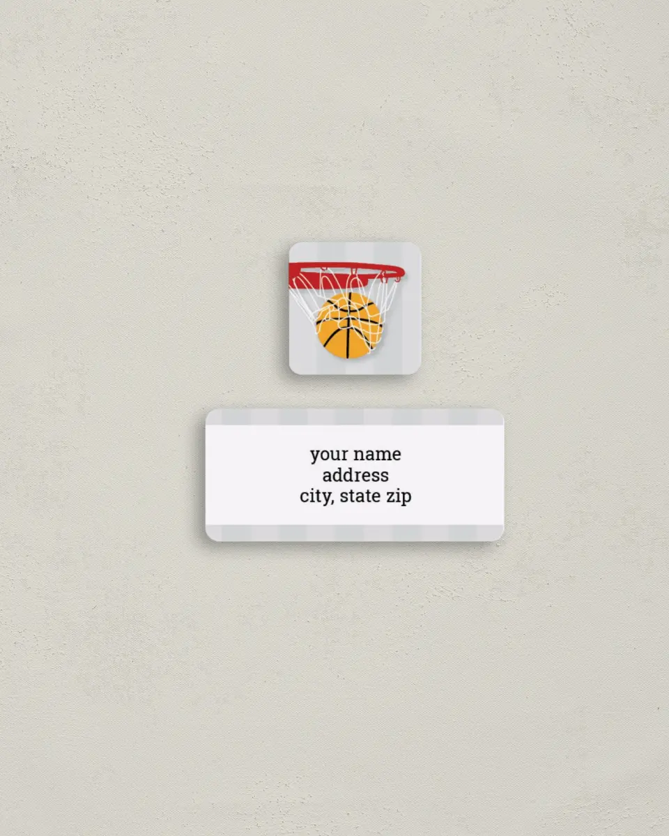 This is a 2¼" x 1" Labels; 1" x 1" Seals Return Address Label called Basket of Joy printed in full color