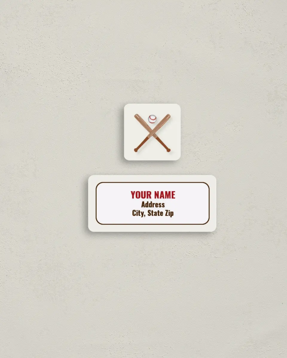 This is a 2¼" x 1" Labels; 1" x 1" Seals Return Address Label called Sweet Little Slugger printed in full color