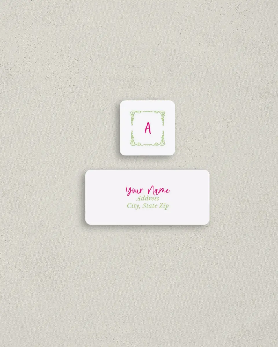 This is a 2¼" x 1" Labels; 1" x 1" Seals Return Address Label called Vintage Darling printed in full color