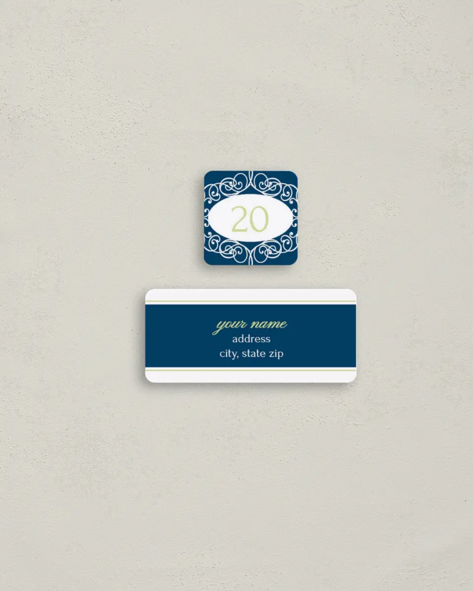 This is a 2¼" x 1" Labels; 1" x 1" Seals Anniversary Invitation called Anniversary Banner printed in full color