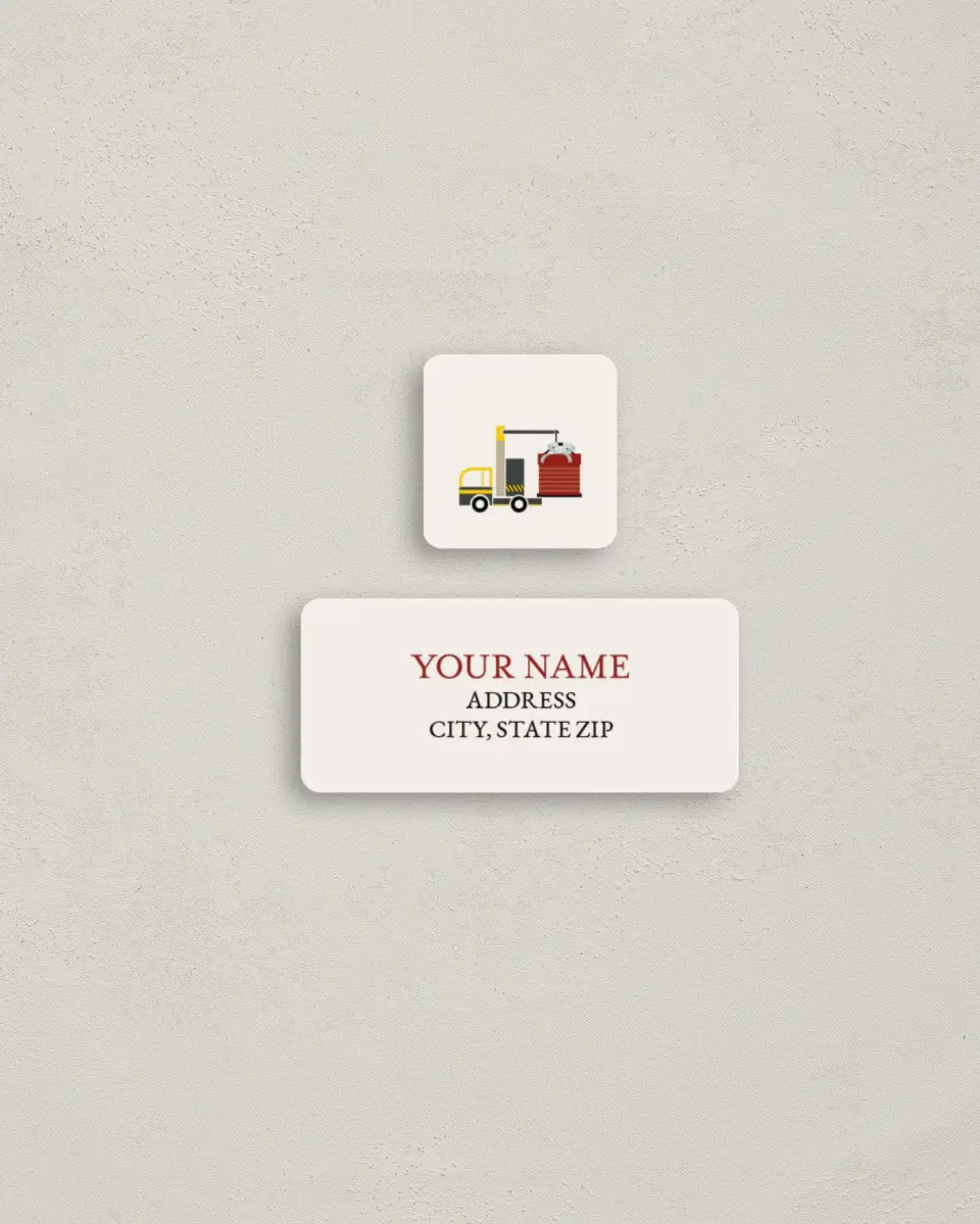 This is a 2¼" x 1" Labels; 1" x 1" Seals Birthday Party Invitation called Big Construction Birthday printed in full color