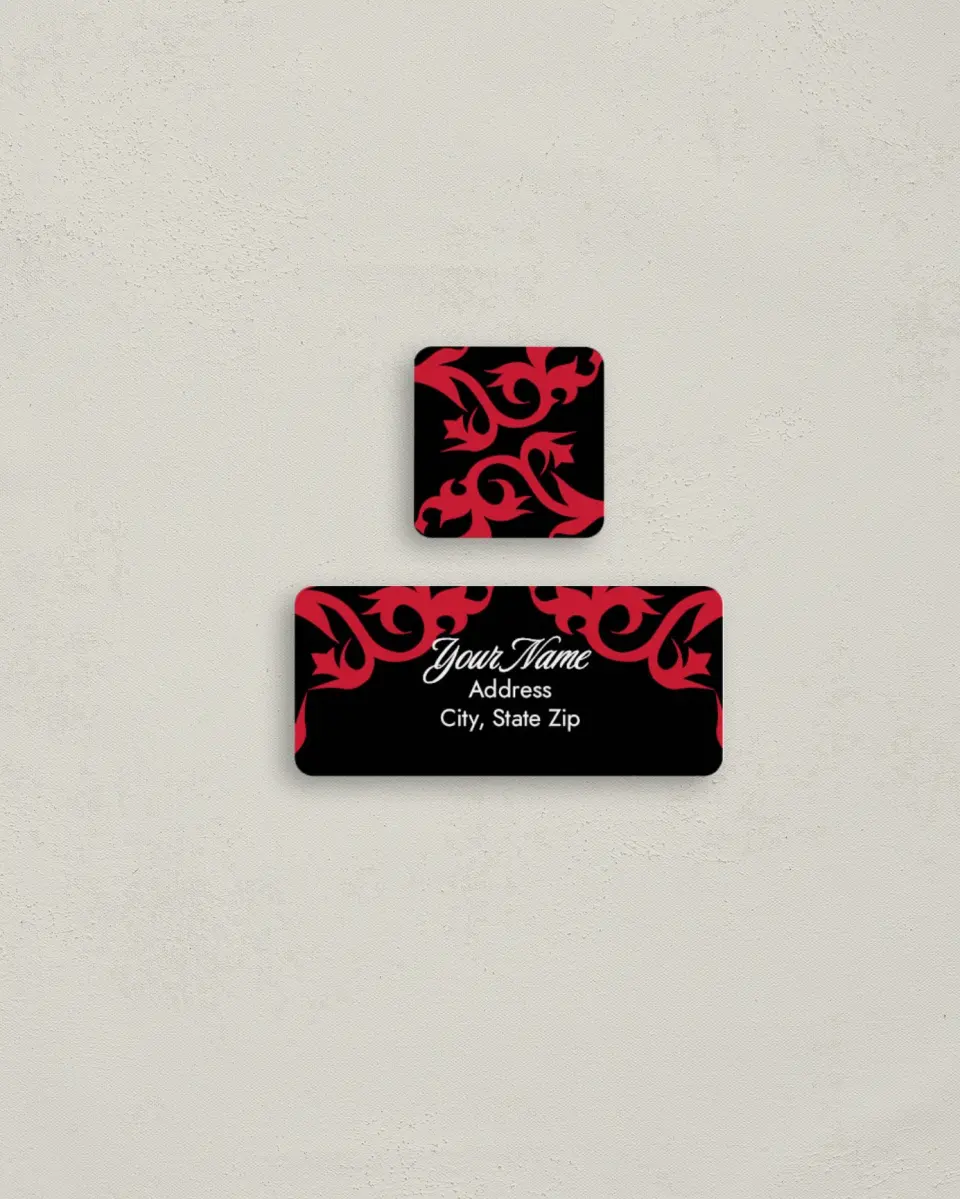 This is a 2¼" x 1" Labels; 1" x 1" Seals Return Address Label called Flourishing Frames printed in full color