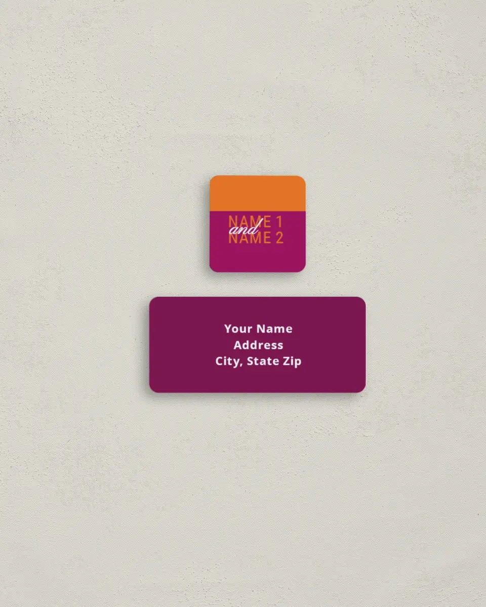 This is a 2¼" x 1" Labels; 1" x 1" Seals Return Address Label called Modern Color Block printed in full color