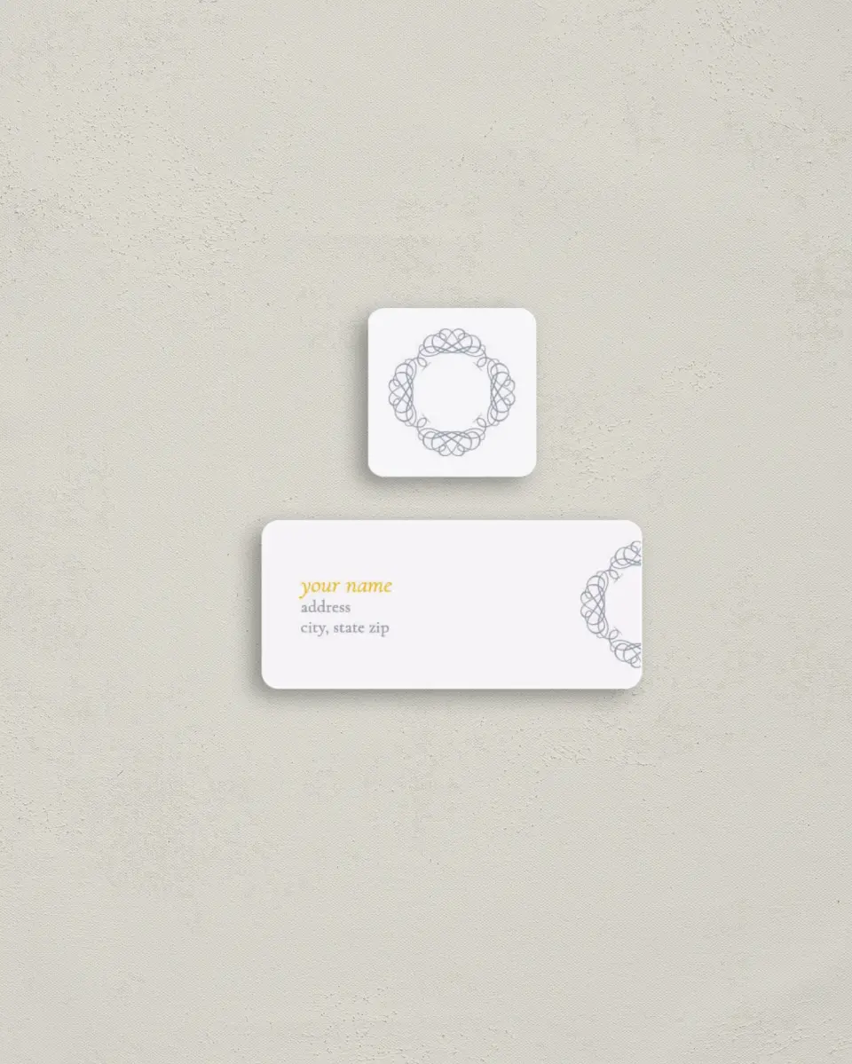 This is a 2¼" x 1" Labels; 1" x 1" Seals Return Address Label called Stylish Swirl Embellishment printed in full color