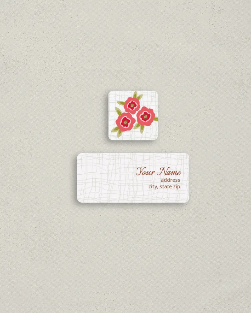This is a 2¼" x 1" Labels; 1" x 1" Seals Return Address Label called Plaid & Poppy Perfection printed in full color