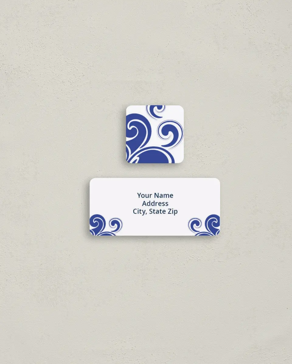 This is a 2¼" x 1" Labels; 1" x 1" Seals Return Address Label called Waves of Love printed in full color