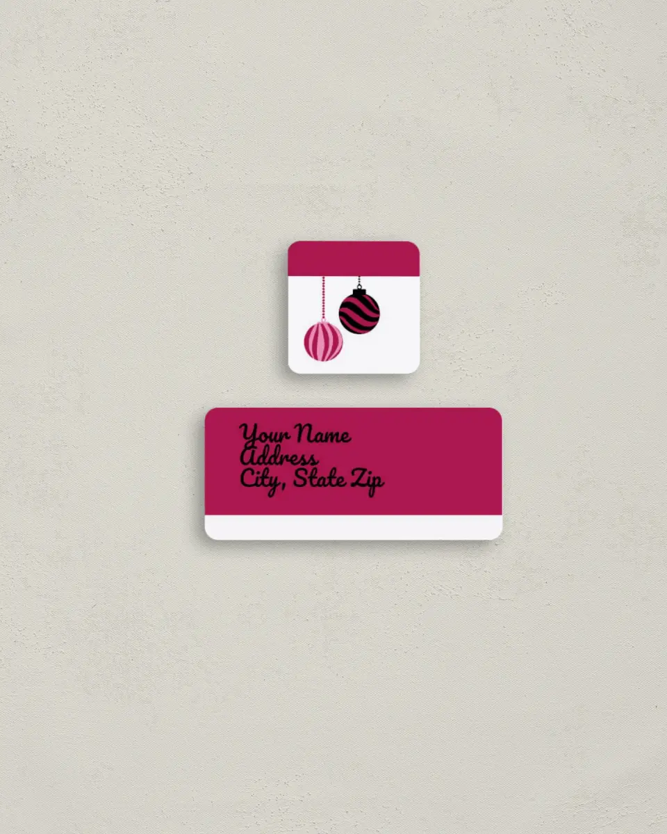 This is a 2¼" x 1" Labels; 1" x 1" Seals Return Address Label called Elegant Ornaments printed in full color
