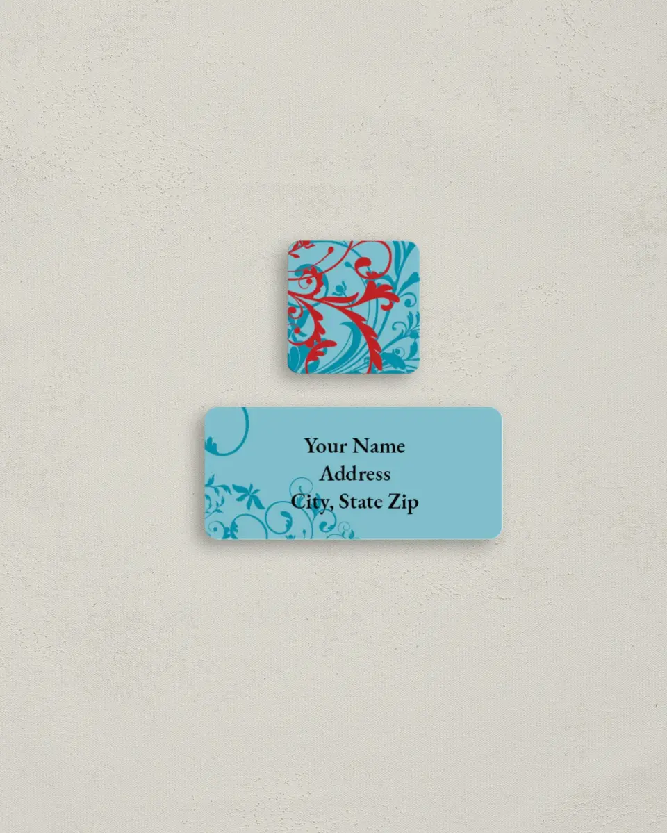 This is a 2¼" x 1" Labels; 1" x 1" Seals Return Address Label called Seasons Greetings printed in full color