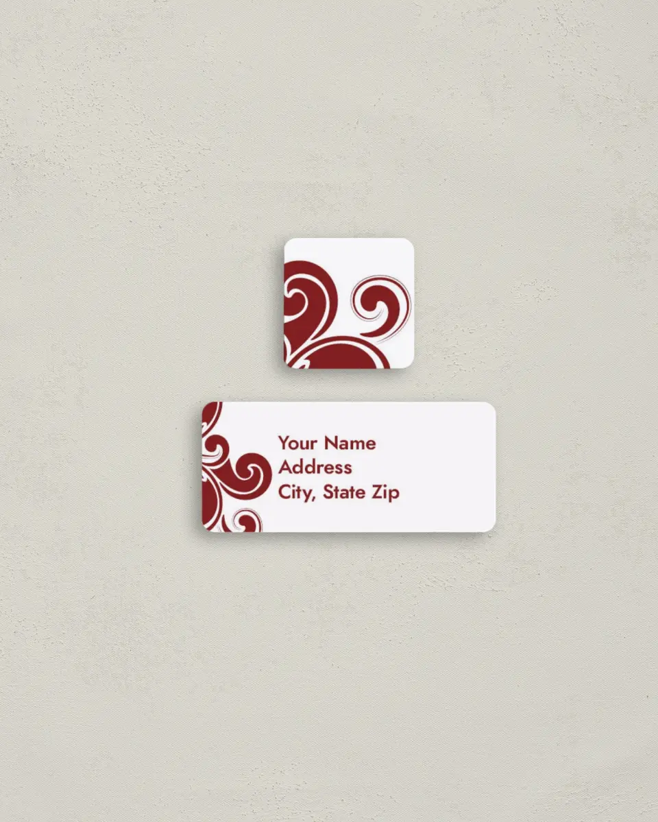 This is a 2¼" x 1" Labels; 1" x 1" Seals Return Address Label called Christmas Motif printed in full color