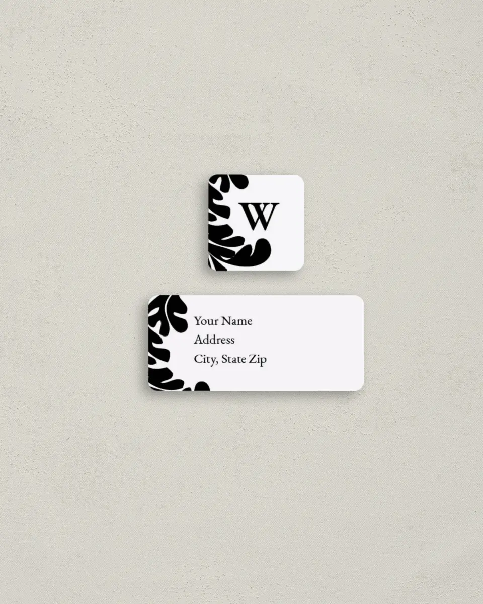 This is a 2¼" x 1" Labels; 1" x 1" Seals Return Address Label called Damask Holidays printed in full color
