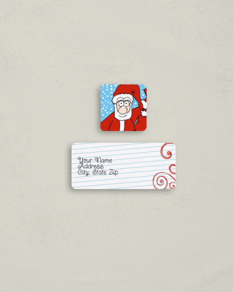 This is a 2¼" x 1" Labels; 1" x 1" Seals Return Address Label called Dear Santa printed in full color