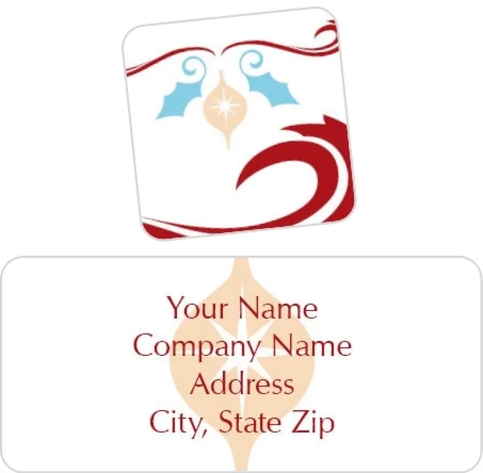 This is a 2¼" x 1" Labels; 1" x 1" Seals Return Address Label called Seasonal Motif printed in full color