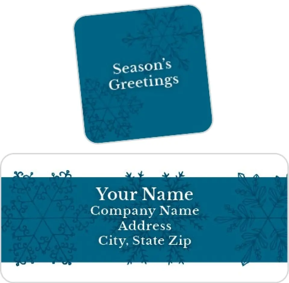 This is a 2¼" x 1" Labels; 1" x 1" Seals Return Address Label called Photo Greetings printed in full color