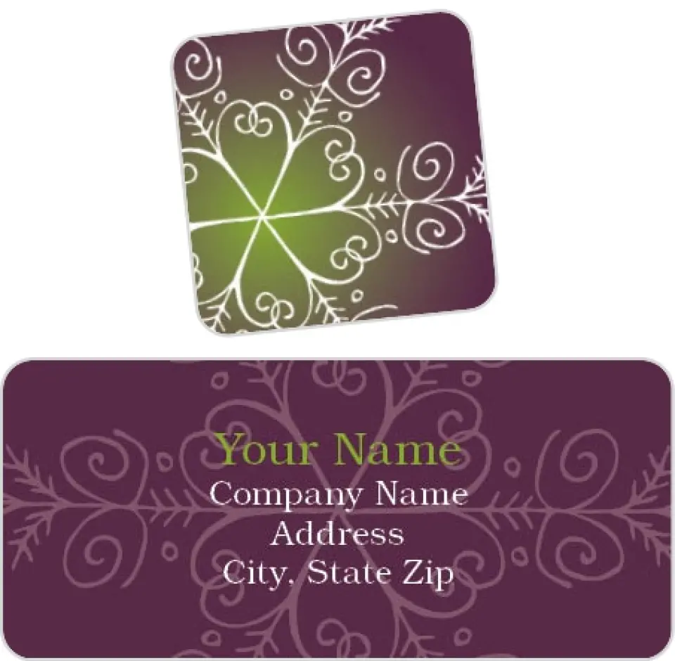 This is a 2¼" x 1" Labels; 1" x 1" Seals Return Address Label called Christmas Snowflake printed in full color