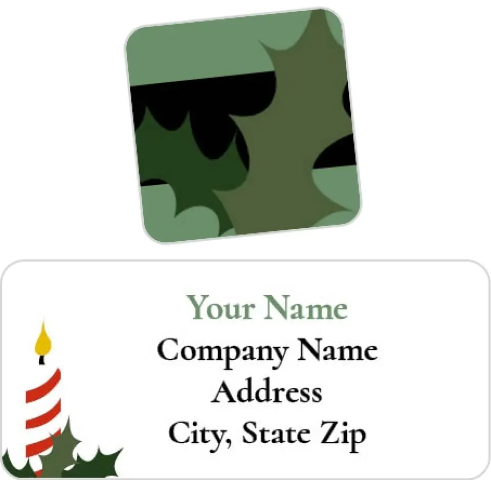 This is a 2¼" x 1" Labels; 1" x 1" Seals Return Address Label called Holiday Tidings printed in full color