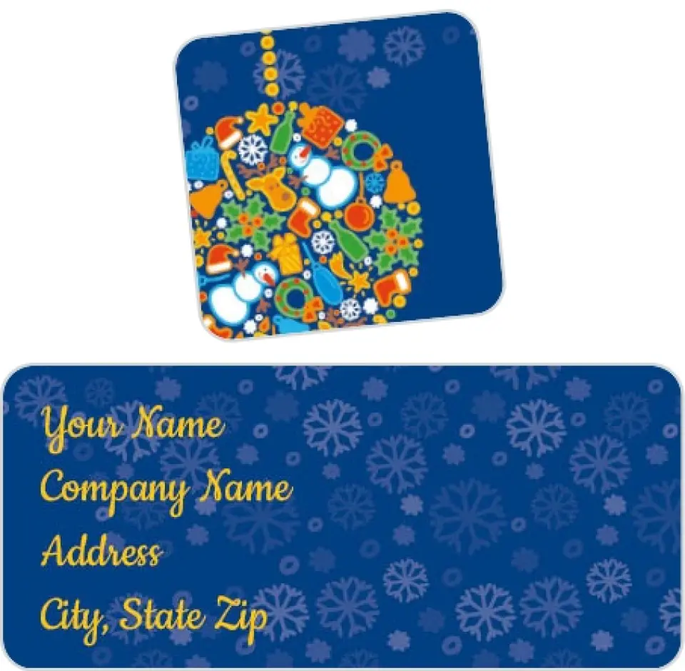 This is a 2¼" x 1" Labels; 1" x 1" Seals Return Address Label called Many Wishes printed in full color