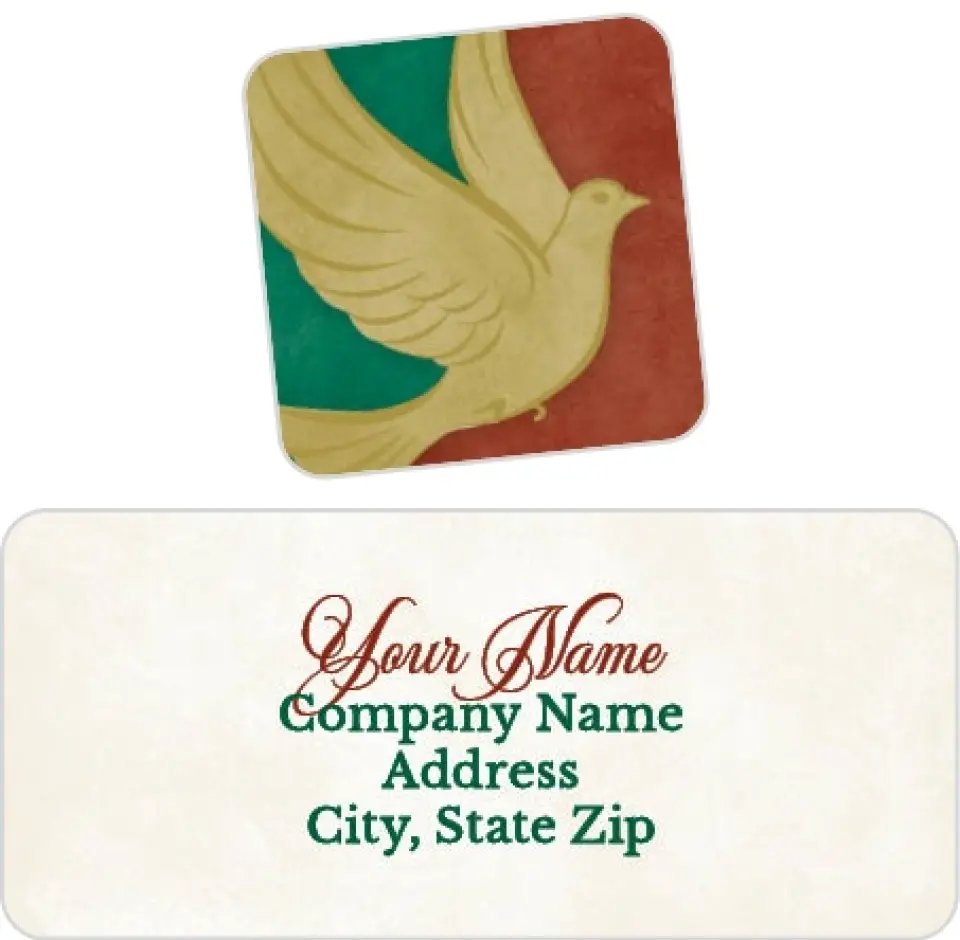 This is a 2¼" x 1" Labels; 1" x 1" Seals Return Address Label called Dove of Peace printed in full color