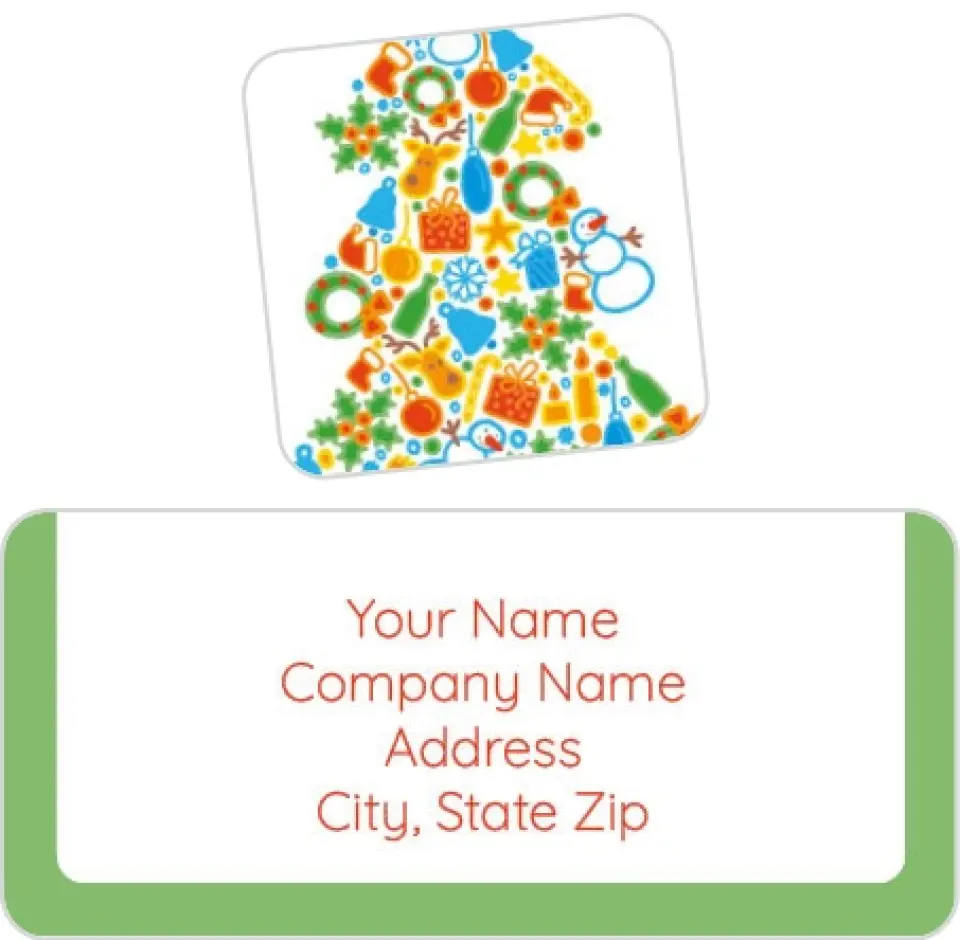 This is a 2¼" x 1" Labels; 1" x 1" Seals Return Address Label called Fun and Festive printed in full color