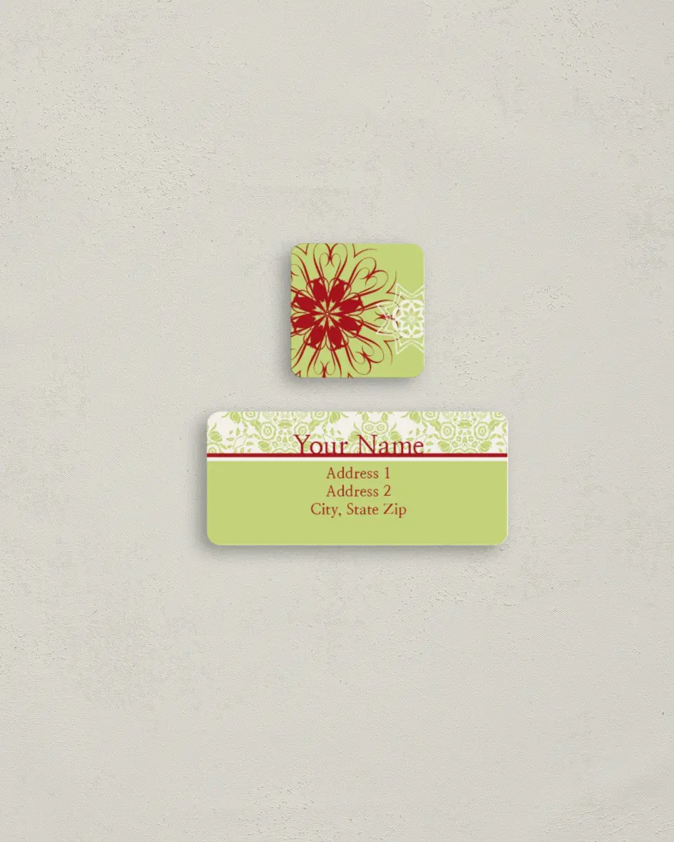 This is a 2¼" x 1" Labels; 1" x 1" Seals Return Address Label called Family Greetings printed in full color