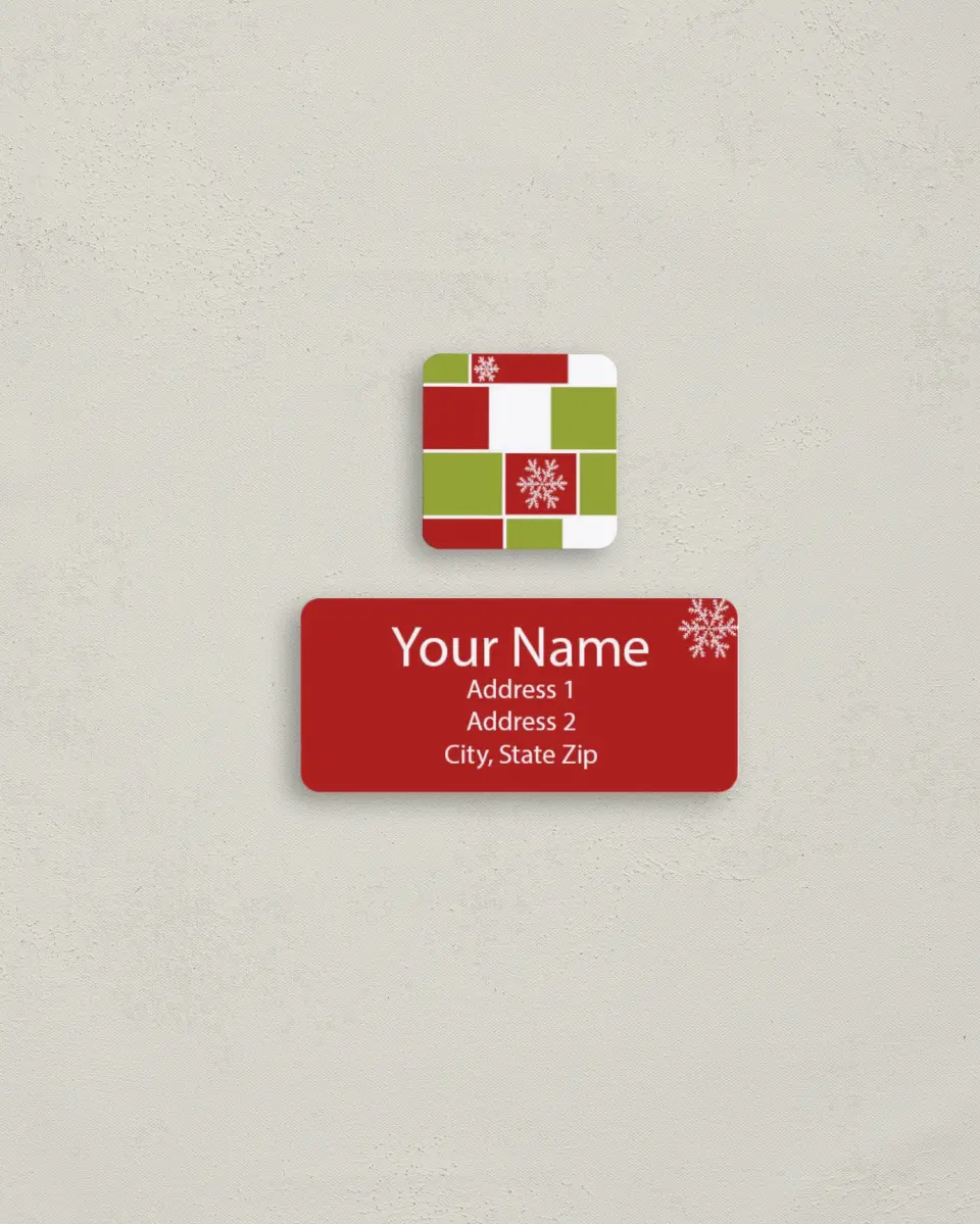 This is a 2¼" x 1" Labels; 1" x 1" Seals Return Address Label called Christmas Photos printed in full color