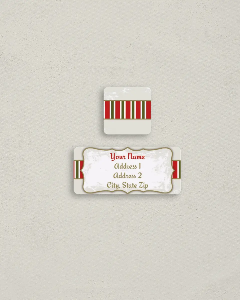 This is a 2¼" x 1" Labels; 1" x 1" Seals Return Address Label called Christmas Seal printed in full color