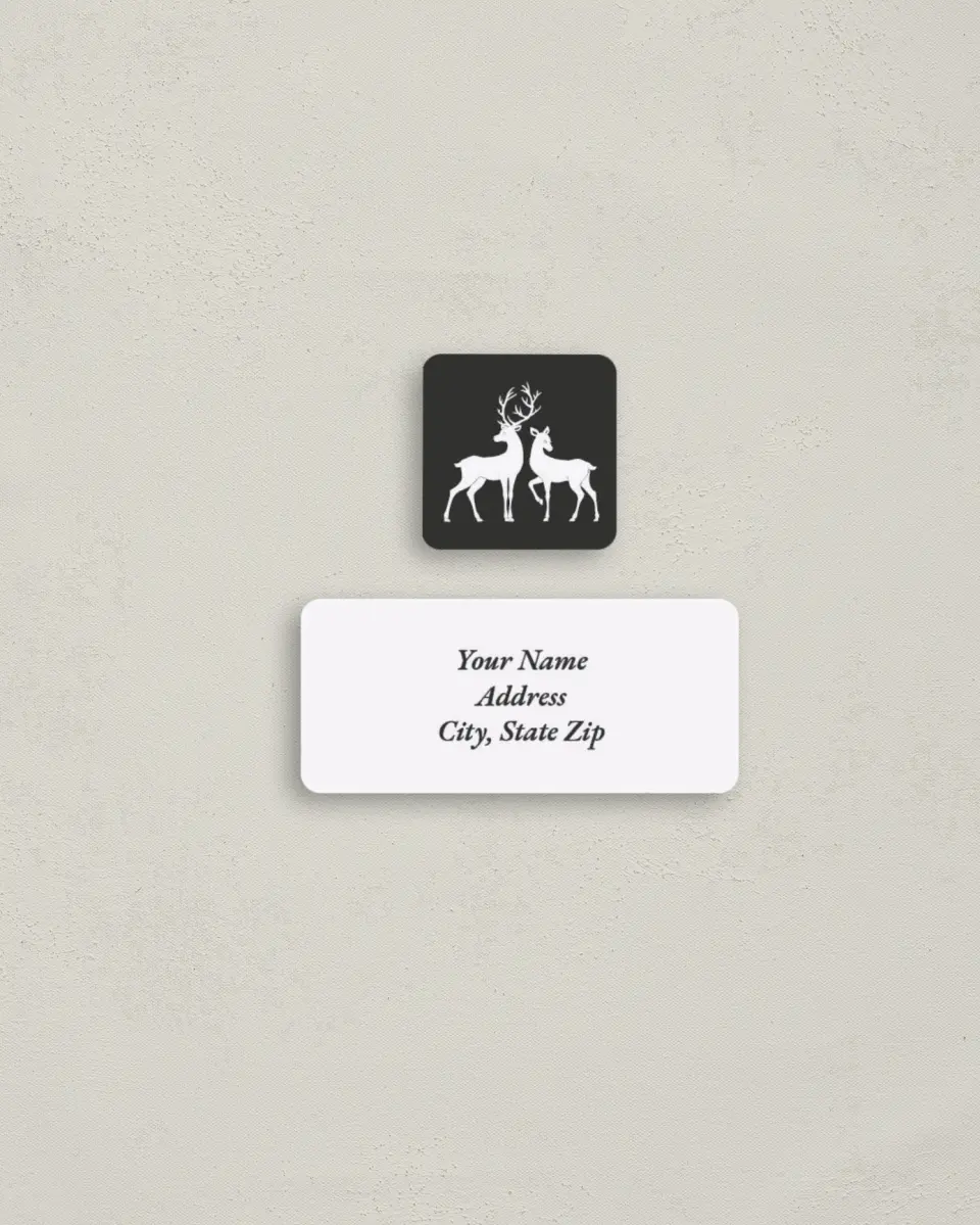 This is a 2¼" x 1" Labels; 1" x 1" Seals Return Address Label called The Hunt is Over printed in full color