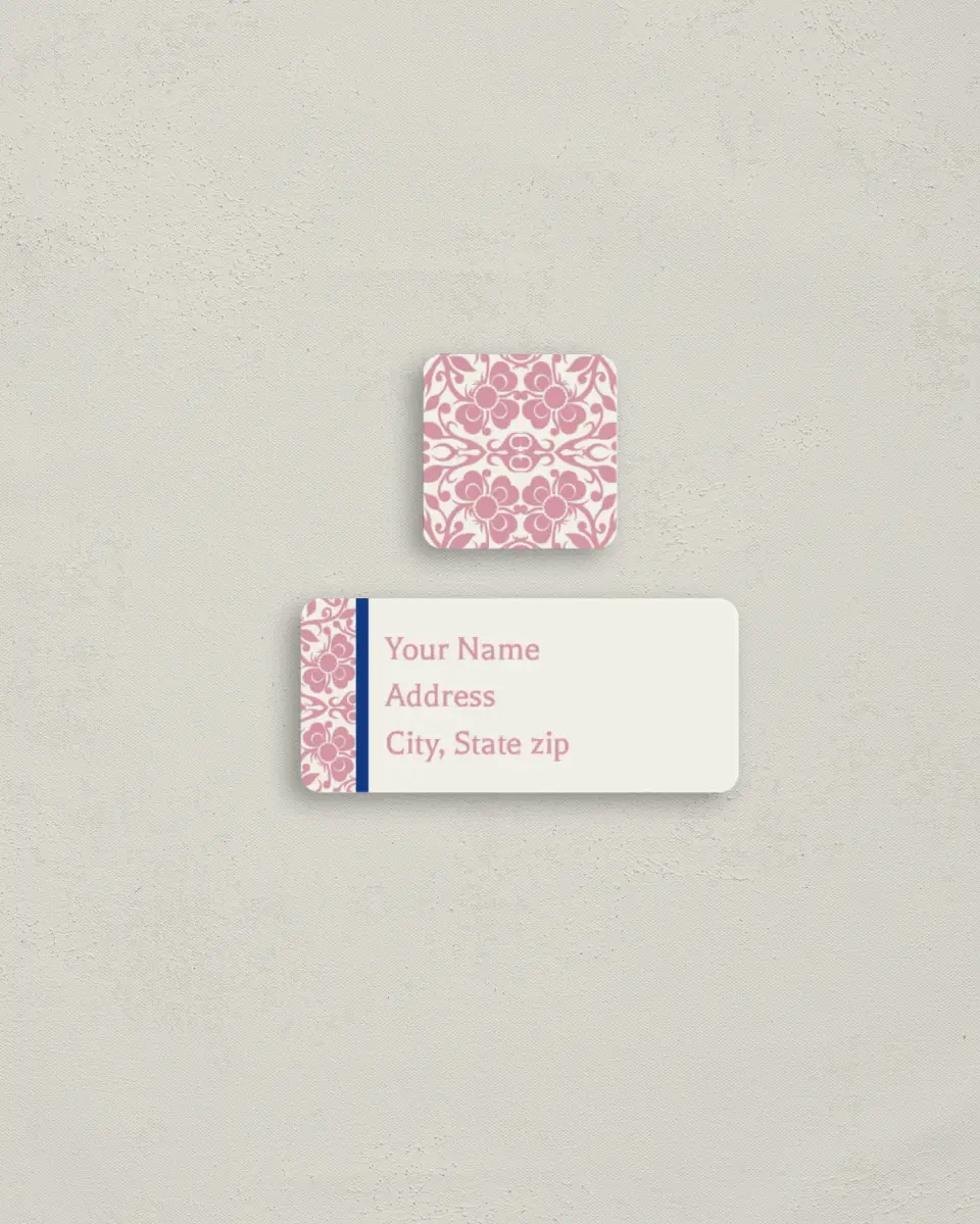 This is a 2¼" x 1" Labels; 1" x 1" Seals Return Address Label called Floral Ornament printed in full color