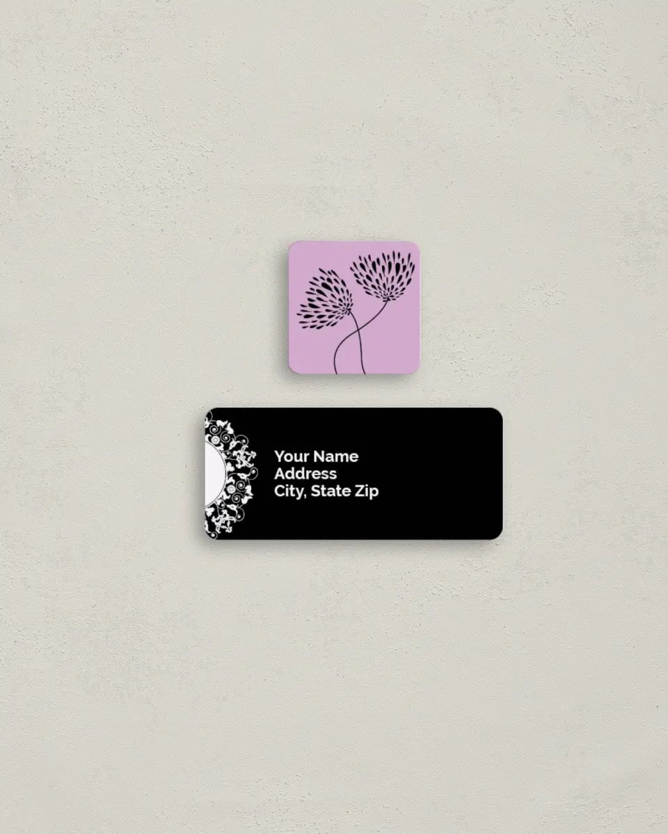 This is a 2¼" x 1" Labels; 1" x 1" Seals Return Address Label called Beautiful and Bold printed in full color