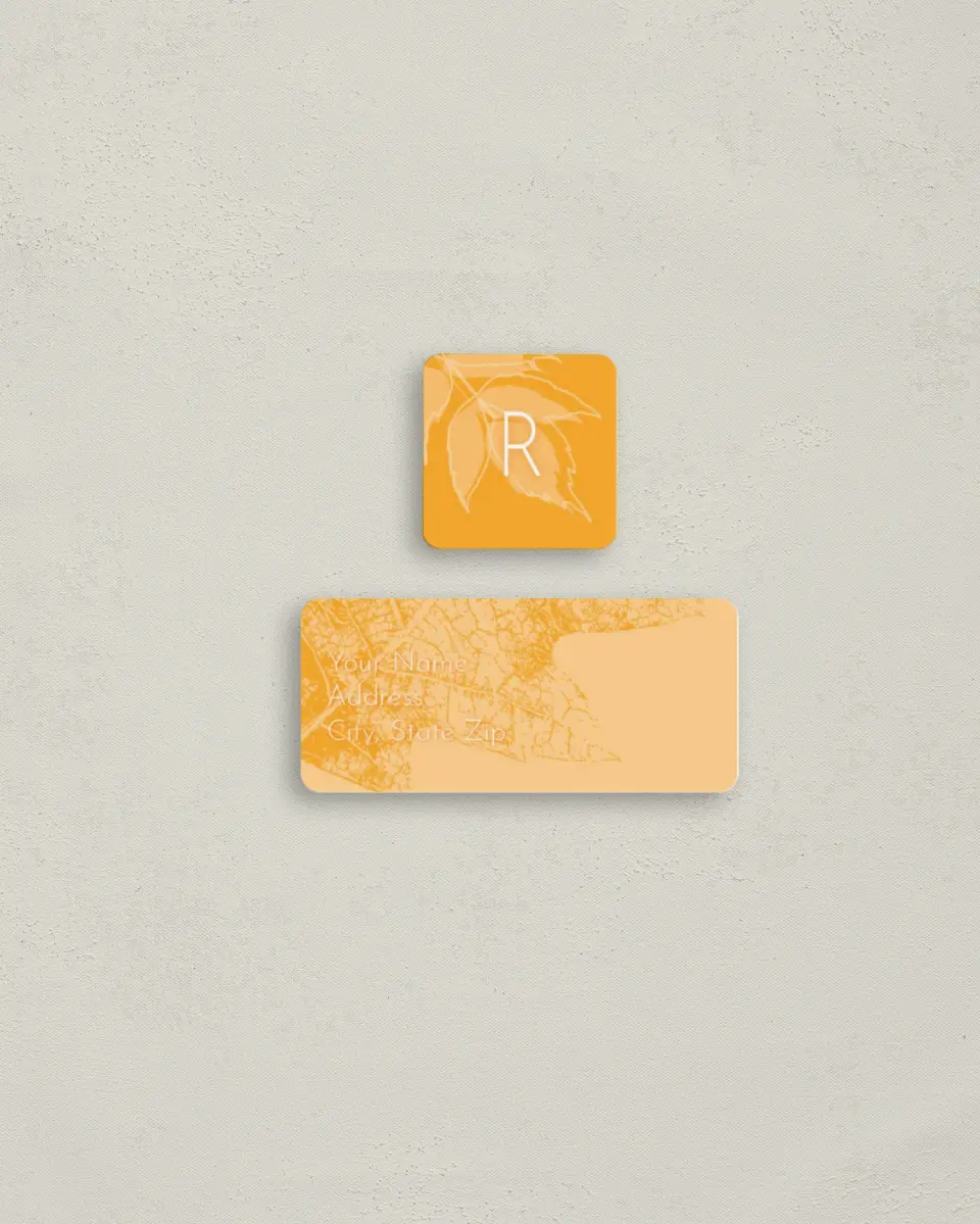 This is a 2¼" x 1" Labels; 1" x 1" Seals Return Address Label called Autumn Stamp printed in full color