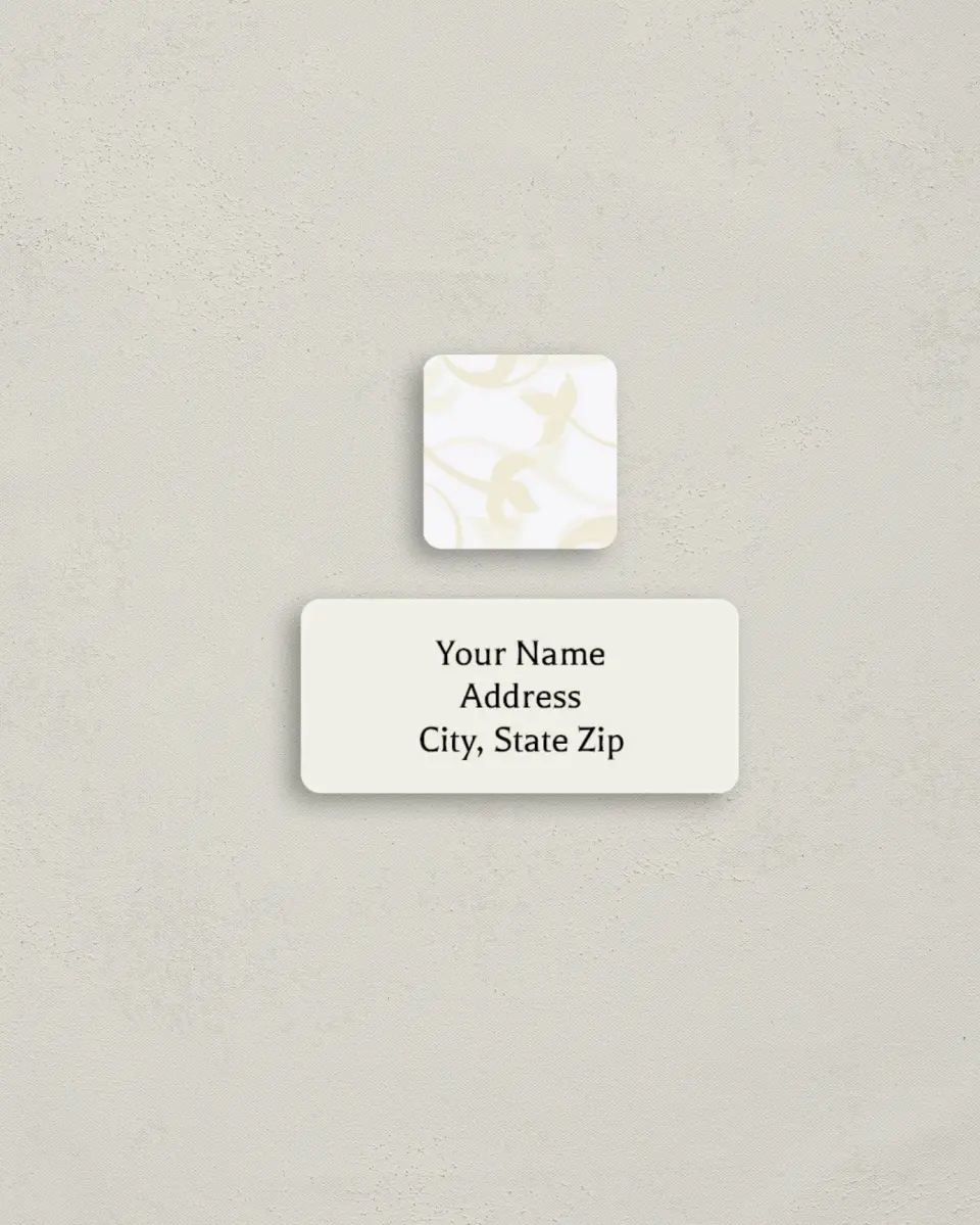 This is a 2¼" x 1" Labels; 1" x 1" Seals Return Address Label called Classic Elegance printed in full color
