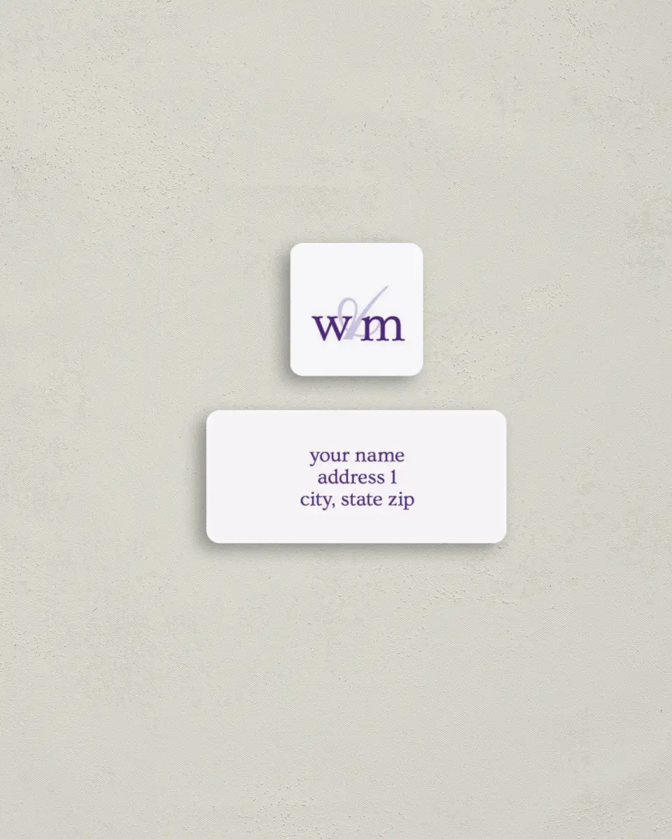 This is a 2¼" x 1" Labels; 1" x 1" Seals Return Address Label called Charming Lavender printed in full color