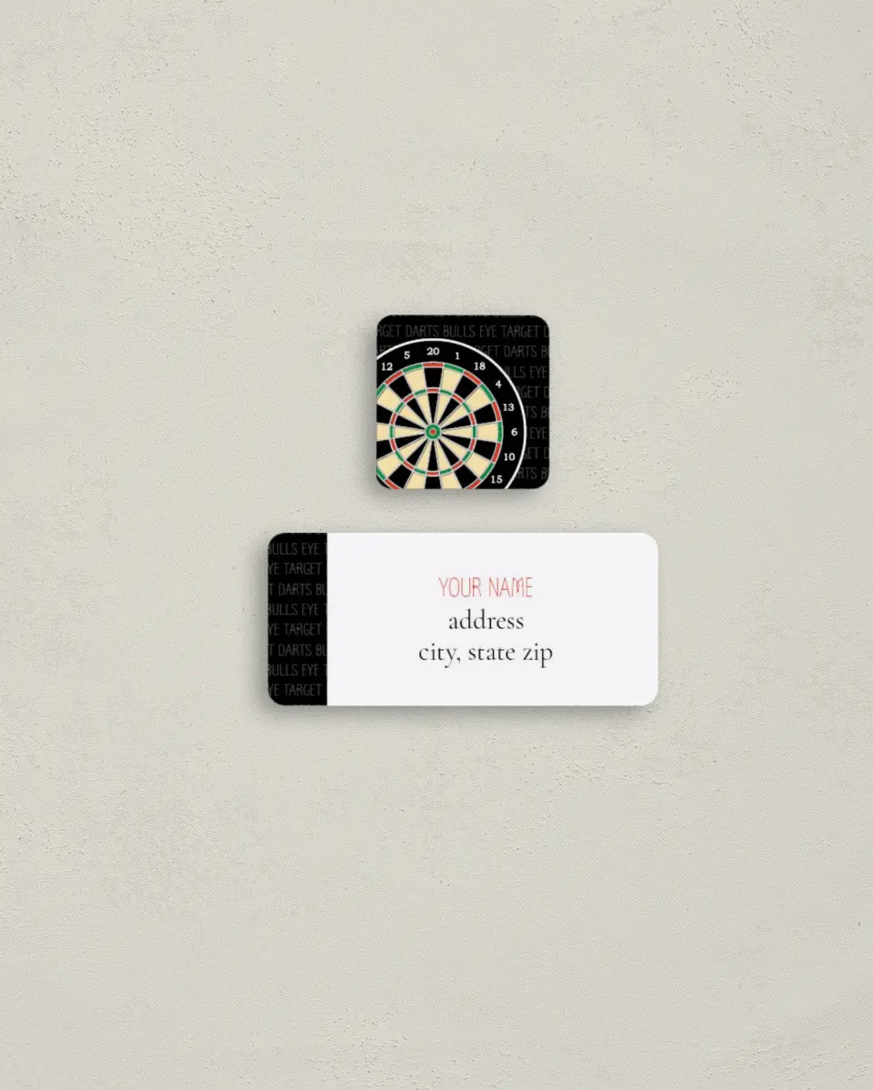 This is a 2¼" x 1" Labels; 1" x 1" Seals Return Address Label called Darts printed in full color