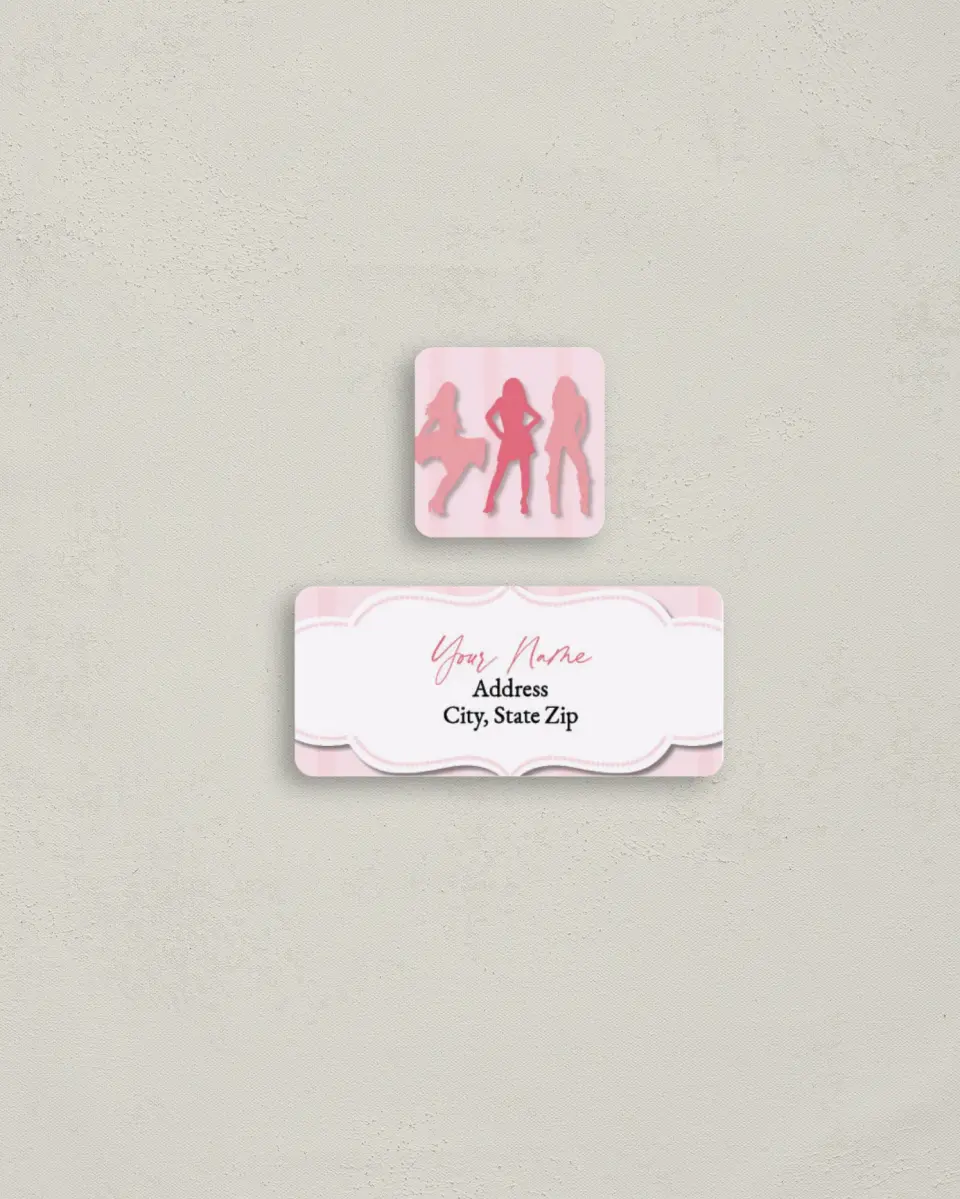 This is a 2¼" x 1" Labels; 1" x 1" Seals Return Address Label called The Bachelorettes printed in full color