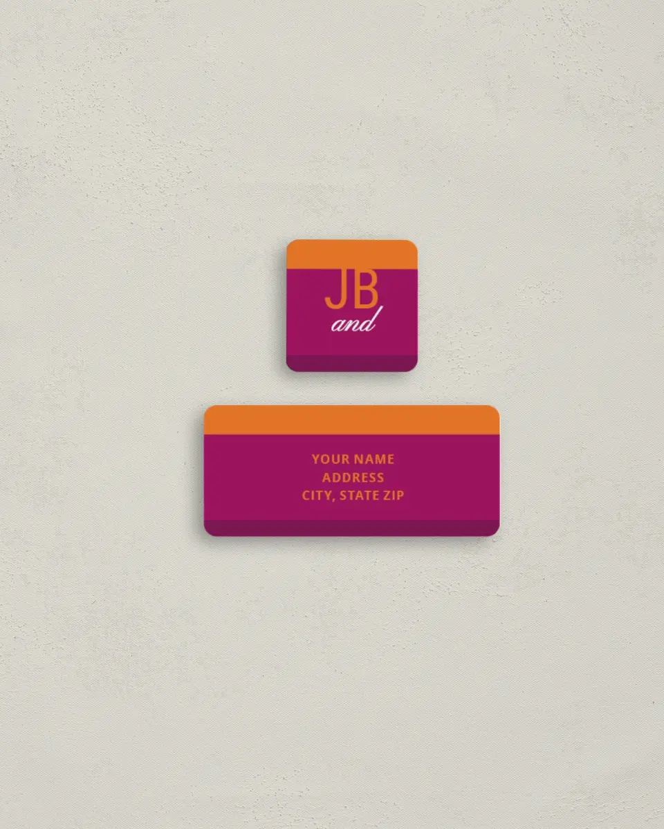 This is a 2¼" x 1" Labels; 1" x 1" Seals Return Address Label called Bold Love printed in full color