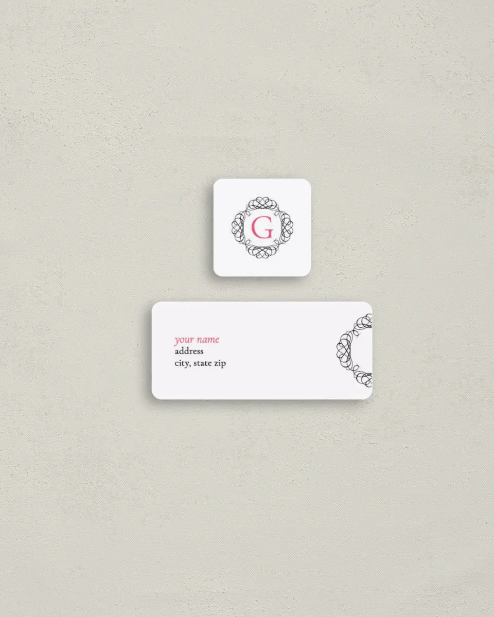This is a 2¼" x 1" Labels; 1" x 1" Seals Return Address Label called Baroque Beauty printed in full color