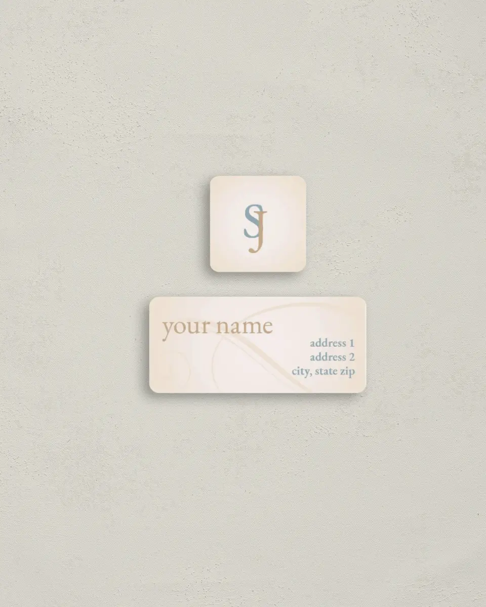 This is a 2¼" x 1" Labels; 1" x 1" Seals Return Address Label called Artful Monogram printed in full color