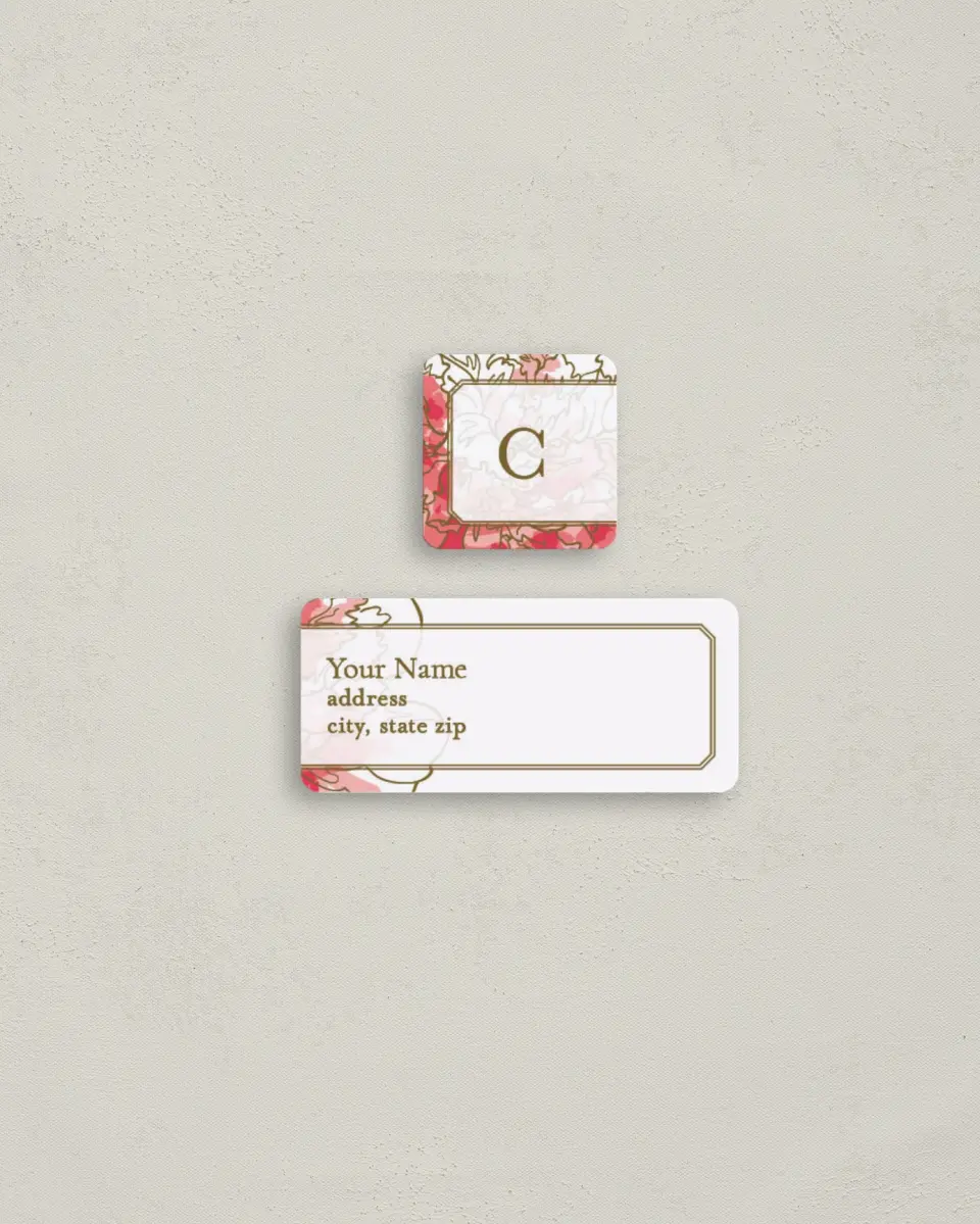 This is a 2¼" x 1" Labels; 1" x 1" Seals Return Address Label called Watercolor Bloom printed in full color