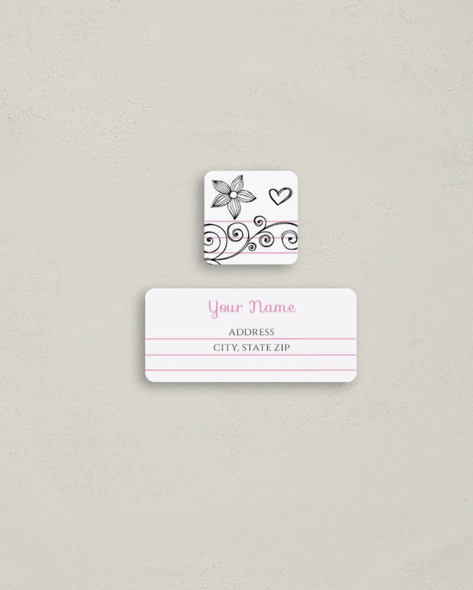 This is a 2¼" x 1" Labels; 1" x 1" Seals Return Address Label called Artistic Doodle printed in full color