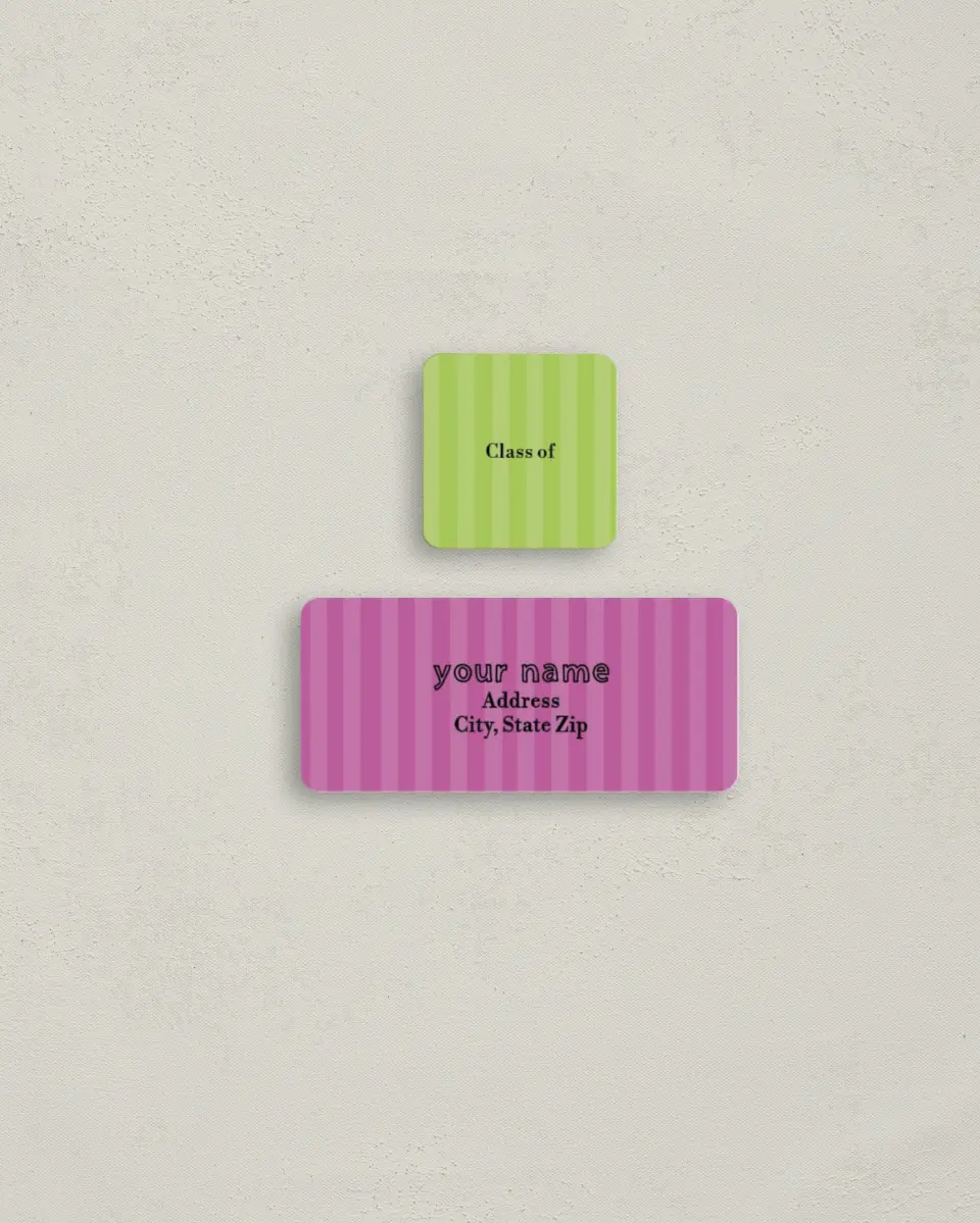 This is a 2¼" x 1" Labels; 1" x 1" Seals Return Address Label called Pictures & Stripes printed in full color