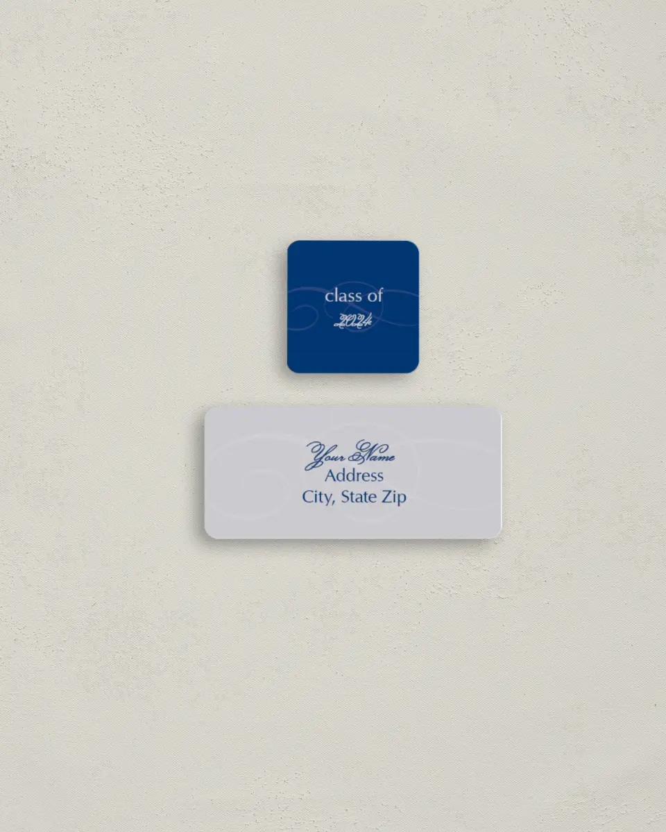 This is a 2¼" x 1" Labels; 1" x 1" Seals Return Address Label called Classy Senior printed in full color