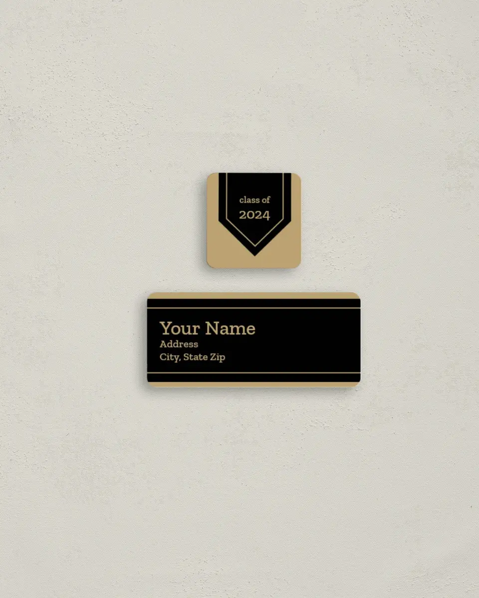 This is a 2¼" x 1" Labels; 1" x 1" Seals Return Address Label called Cap & Gown printed in full color