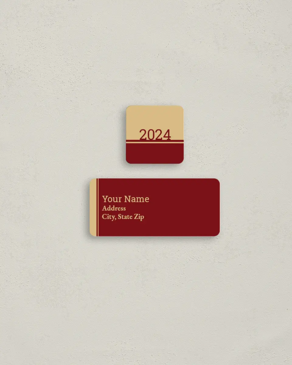 This is a 2¼" x 1" Labels; 1" x 1" Seals Return Address Label called Future Facing printed in full color