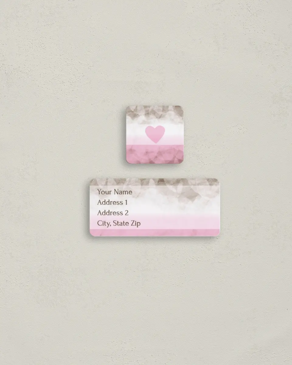 This is a 2¼" x 1" Labels; 1" x 1" Seals Return Address Label called Textures of Love printed in full color