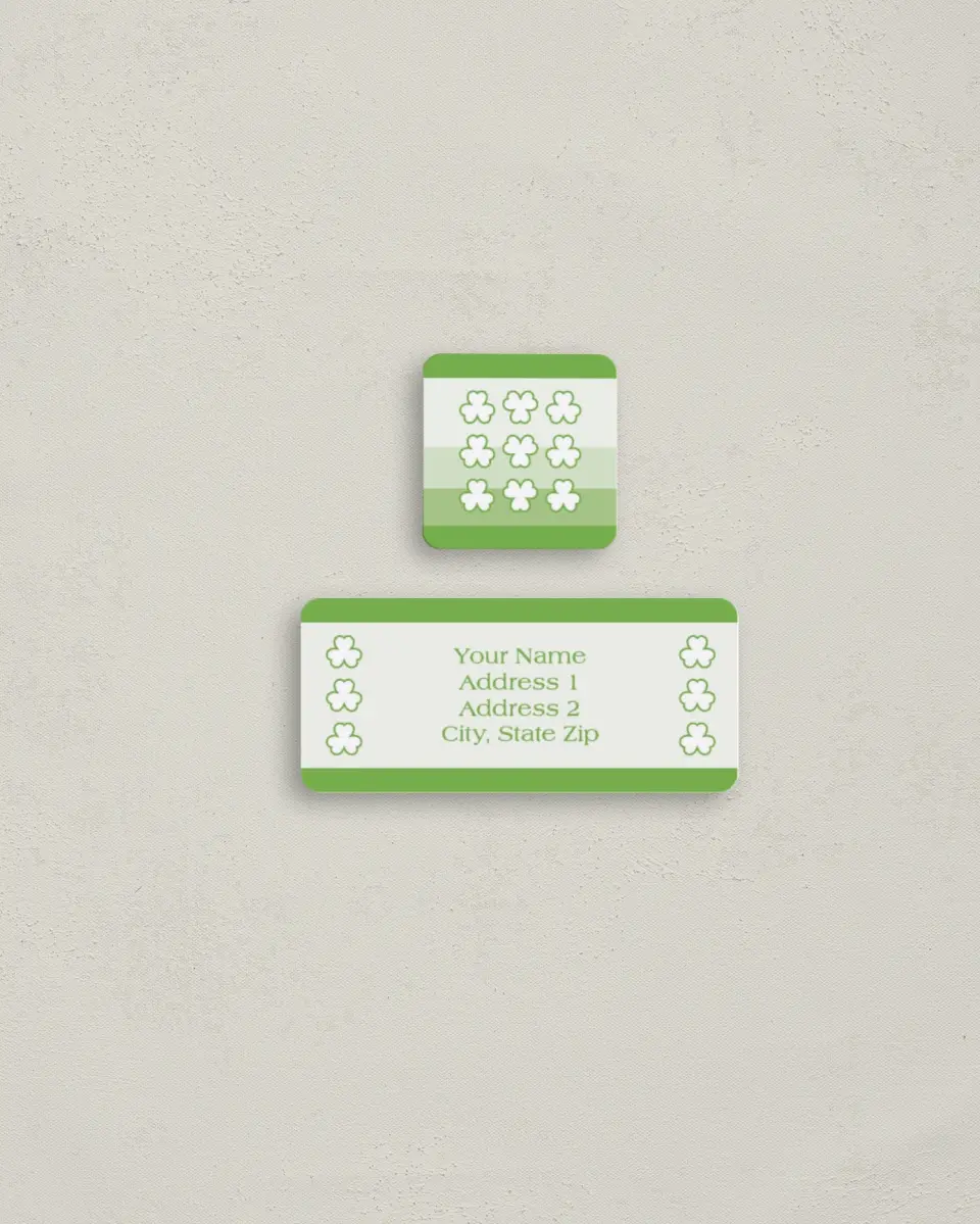 This is a 2¼" x 1" Labels; 1" x 1" Seals Return Address Label called Luck of the Irish printed in full color